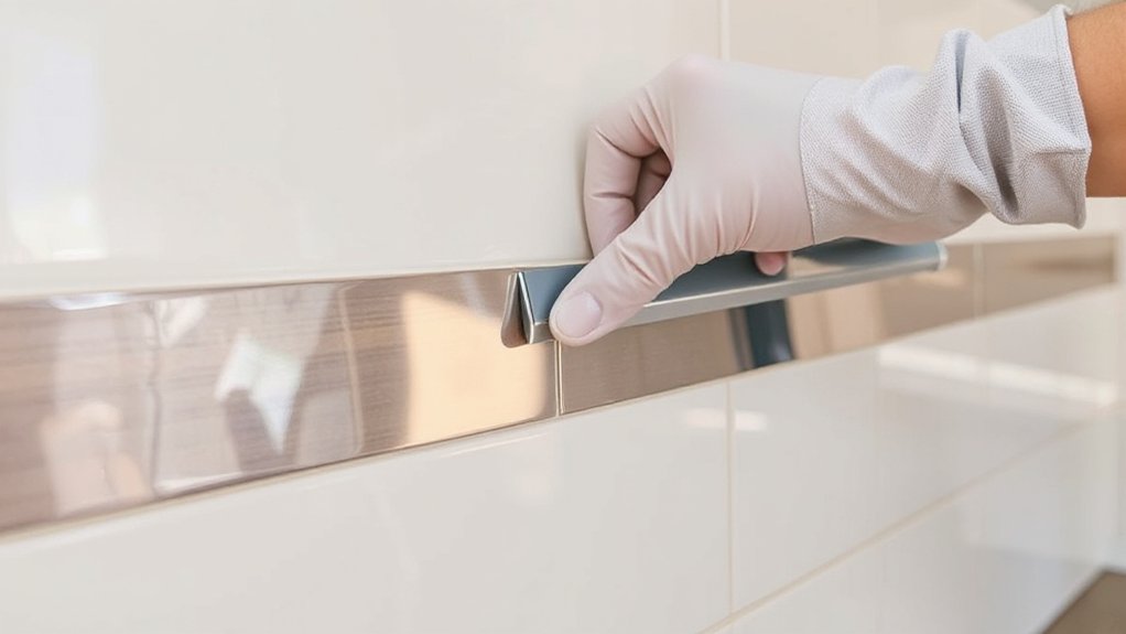 applying adhesive wall tiles