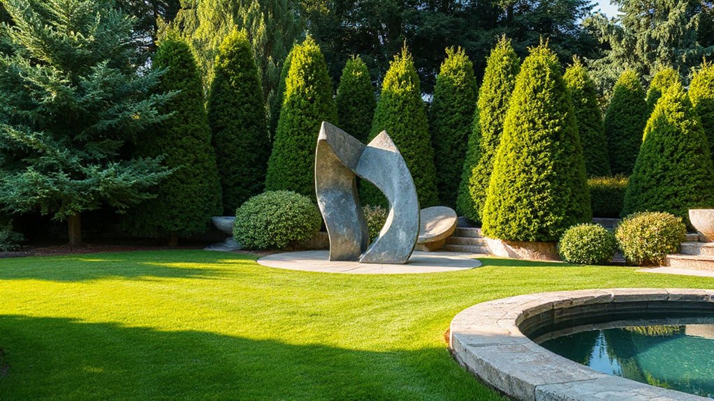 sculptures and water features