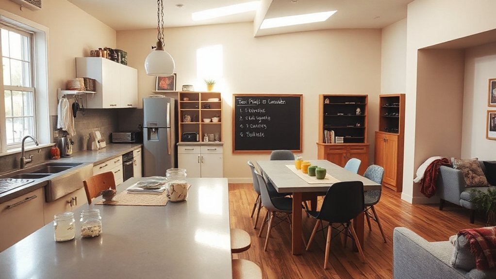 shared kitchen and living space organization
